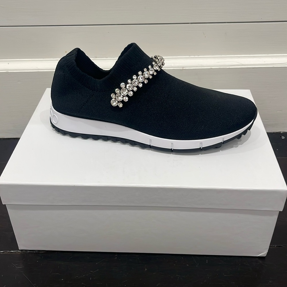 Never worn Jimmy Choo Black and White Embellished Sneakers